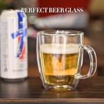 YUNCANG Double Wall Insulated Coffee Mugs, 16 Ounces - Clear Glass, Cappuccino & Latte Cups, Heat Resistant