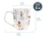 Karma, 16 oz Boho Holiday Mug - Cute Christmas Coffee and Tea Mug - Colorful Ceramic Coffee Mugs for Women and Men, Let it Snow Ski