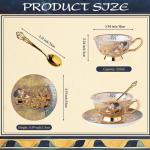 Ebrima Bone China Cup & Saucer Set, European Tea Cup Set with Spoon, Vintage Ceramic Coffee Cups for Home, Kitchen, Wedding, Christmas Gift