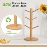 Wisuce Coffee Mug Tree Bamboo Mug Holder Cup Stand Mug Holders for Countertop Coffee Rack Organizer Stand with 6 Hooks