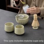 TANG PIN Matcha Cup Set, Ceramic Tea Cups, Japanese Matcha Cup, Chinese Kung Fu Teacup, Perfect for Matcha, Cappuccino, Sake, 6.8 OZ (Set of 2) - Unique Matcha Glaze Color