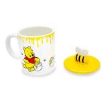 Silver Buffalo Disney Winnie the Pooh Eating Honey Ceramic Mug with Sculpted 3D Bee Lid, 18 Ounces