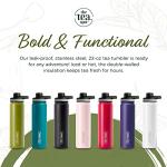 The Tea Spot Steepware Tea Tumbler, Tea Thermos, 22oz, Violet- Travel Bottle with Tea Infuser for Loose Leaf Tea or Iced Coffee - Sleek Double-Walled Insulated Bottle
