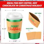 Ziliny 100 12 oz Christmas Cups with Lids and Coffee Cup Sleeves Bulk Red Green Disposable Christmas Paper Coffee Cups for Beverage Chocolate Tea Cocoa Xmas Holiday Table Decorations Party Favors