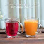 YUNCANG Double Wall Insulated Coffee Mugs, 16 Ounces - Clear Glass, Cappuccino & Latte Cups, Heat Resistant