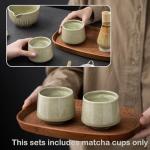 TANG PIN Matcha Cup Set, Ceramic Tea Cups, Japanese Matcha Cup, Chinese Kung Fu Teacup, Perfect for Matcha, Cappuccino, Sake, 6.8 OZ (Set of 2) - Unique Matcha Glaze Color