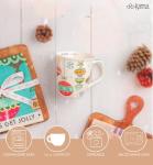 Karma, 16 oz Boho Holiday Mug - Cute Christmas Coffee and Tea Mug - Colorful Ceramic Coffee Mugs for Women and Men, Let it Snow Ski