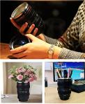 DEEXITO Camera Lens Coffee Mugs,Stainless Steel Lens Cups with Four Leaf Clover Spoon,Novelty Christmas Gifts for Photographers Sweeties Dad Men Women Photography Lovers