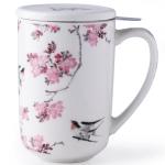 AmorArc Porcelain Tea Mug with Infuser and Lids, 18 Oz Coffee Cup Strainer with Bag Holder for Loose Leaf Tea, Steeping Coffee Mug for House-warming Wedding Birthday Gift