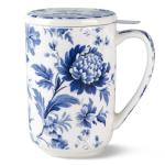 AmorArc Porcelain Tea Mug with Infuser and Lids, 18 Oz Coffee Cup Strainer with Bag Holder for Loose Leaf Tea, Steeping Coffee Mug for House-warming Wedding Birthday Gift