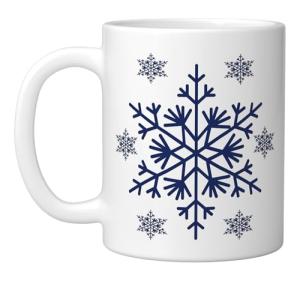 Christmas Holiday Winter Season Snowflake Coffee Gifts Ceramic Mug, White