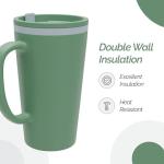 Copco Cone Travel Coffee Mug, 16 oz - Insulated Drinkware with Spill-Proof Lid and Handle, Microwave & Dishwasher Safe - BPA-Free, Compact for Desk & Cup Holder Friendly (Green)