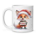 Customized Name Winter Fox White Mug, Cute Fox With Santa Hat Ceramic Cup, Christmas Mug Gift For Children, Personalized Animal Themed Coffee Mug 11oz 15oz, Custom Animal Lover Cup