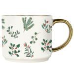 Sweet Water Decor Holiday Greenery Coffee Mug, 14oz China Christmas Mug with Gold Handle, Large Holiday Winter Cup for Coffee, Tea & Hot Chocolate, Stocking Stuffer Gifts for Women