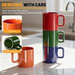 Taxenxar Ceramic Coffee Mugs, 12 Oz, Set of 4 - Solid Colors, Comfortable Handles - Gifts for Women and Men, Friends - Microwave and Dishwasher Safe