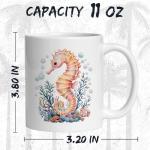 Seahorse Ceramic Coffee Mug 11oz Hippocampus MaleBrood - Tea Coffee Mug with Comfortable Grip - Unique Animal Gift Cup for Office or Home - Vibrant Long-Lasting Print ID44991