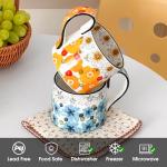 Ceramic Coffee Mug, 12oz Cute Floral Coffee Mugs with Large Handle, Blue Flower Design Stoneware Tea Cup for Office and Home