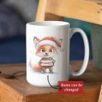 Customized Name Winter Fox White Mug, Cute Fox With Santa Hat Ceramic Cup, Christmas Mug Gift For Children, Personalized Animal Themed Coffee Mug 11oz 15oz, Custom Animal Lover Cup