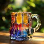 3D Guitar Art Coffee Mug 15oz Handmade Colorful Crystal Cup for Coffee, Tea & Milk Artistic Music Lover Gift Unique Rainbow Mug for Men & Women, Home & Office