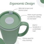 Copco Cone Travel Coffee Mug, 16 oz - Insulated Drinkware with Spill-Proof Lid and Handle, Microwave & Dishwasher Safe - BPA-Free, Compact for Desk & Cup Holder Friendly (Green)