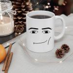BZOBN Ceramic Coffee Mug with Minimalist Expression Design, White, 11 Oz, Novelty Tea Cup for Anniversary, Birthday, Christmas Gift (Man Face)
