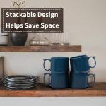 Bulete Coffee Mugs Gift Set of 4, Large 19 oz Stackable Ceramic Coffee Mug, Coffee Cups with Large Handle for Latte, Cappuccino, Milk, Dishwasher & Microwave Safe, Ideal Gift for Men, Women - Blue