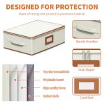 Aokeyee 2-Pack Cup and Mug Storage Box, Hard Shell China Storage Containers - Holds 24 Coffee Mugs, Tea Cups & Glasses, Stackable Organizers with Lid, Handles, Zippers & Label for Moving, Ivory