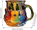 3D Guitar Art Coffee Mug 15oz Handmade Colorful Crystal Cup for Coffee, Tea & Milk Artistic Music Lover Gift Unique Rainbow Mug for Men & Women, Home & Office