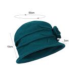 Wool Cloche Bucket Hat for Women 1920s Floral Bowler Cap Elegant Church Dress Cap Winter Warm Fedora Hat Green