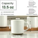 Bacimi® - Coffee Mugs Set of 4 - Stoneware Mugs 13.5oz - Ceramic Coffee Cups with Handle - Large Coffee Mug for Cappuccino, Latte & Hot Beverages - Eggshell White