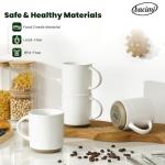 Bacimi® - Coffee Mugs Set of 4 - Stoneware Mugs 13.5oz - Ceramic Coffee Cups with Handle - Large Coffee Mug for Cappuccino, Latte & Hot Beverages - Eggshell White