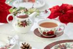 Poinsettia Pine Cone Fine Porcelain Tea For One Set, Christmas Red Poinsettia Collection, Solo Tea, Holiday Afternoon Tea, Seasonal Gift