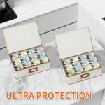 Aokeyee 2-Pack Cup and Mug Storage Box, Hard Shell China Storage Containers - Holds 24 Coffee Mugs, Tea Cups & Glasses, Stackable Organizers with Lid, Handles, Zippers & Label for Moving, Ivory