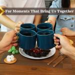 Bulete Coffee Mugs Gift Set of 4, Large 19 oz Stackable Ceramic Coffee Mug, Coffee Cups with Large Handle for Latte, Cappuccino, Milk, Dishwasher & Microwave Safe, Ideal Gift for Men, Women - Blue