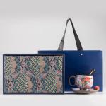 Pure Handmade Ceramic Cup and Saucer Set Artisanal Craftsmanship Collectable Tea cups and Saucers 6oz (Rose-C)