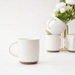 Bacimi® - Coffee Mugs Set of 4 - Stoneware Mugs 13.5oz - Ceramic Coffee Cups with Handle - Large Coffee Mug for Cappuccino, Latte & Hot Beverages - Eggshell White