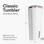 Corkcicle Classic Triple Insulated Coffee Mug with Lid, Gloss White, 24 oz – Stainless Steel Travel Tumbler Keeps Beverages Cold 9+hrs, Hot 3hrs – Cupholder Friendly Travel Coffee Tumbler