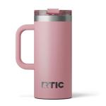 RTIC 16oz Road Trip Travel Mug with Lid and Handle, Ceramic Lined, Insulated, Stainless Steel, Metal, Double Wall Vacuum-Insulation, Portable Coffee, Tea Cup for Hot and Cold Drink, Dusty Rose
