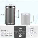 KXIAOCHEN 20oz Insulated Coffee Mug with Lid, Stainless Steel Coffee Cup, Double Wall Vacuum Coffee Tumbler with Handle, Premium Thermal Travel Coffee Mug (Silver grey)