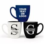 Custom Monogrammed 16oz Coffee Mug and Tea Cup, Personalized Ceramic Coffee Cup, Customize Name or Company Logo, Bulk Orders, Engraved Custom Bistro Mug, Christmas Gift