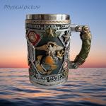 Anhuastar Military Branch Themed Stainless Steel Coffee Mug, 12 oz, Decorative 3D Relief Design 1 piece(Marine Corps)