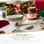 Spode Black & White Jumbo Christmas Mug - 20oz Porcelain Oversized Cup with Handle Featuring Holiday Tree Motif, Microwave & Dishwasher Safe - Seasonal Ceramic Mug for Gifting & Hosting