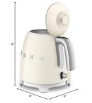 SMEG Mini 50's Retro Style 3 Cup Electric Kettle with Double Wall Anti Slip Base and Water Level Indicator (Cream)