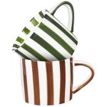 JolliKids 2 Pack Ceramic Mugs Striped Espresso Mugs 8 oz Hand Paint Coffee Cups with Handle Porcelain Coffee Mug for Christmas Valentines Day Gifts