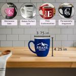Custom Monogrammed 16oz Coffee Mug and Tea Cup, Personalized Ceramic Coffee Cup, Customize Name or Company Logo, Bulk Orders, Engraved Custom Bistro Mug, Christmas Gift