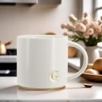 COLLECTIVE HOME - Monogram Ceramic Mugs, 15 oz Golden Initial Coffee Cups, Elegant Capital Alphabet Tea Mugs, Elegant Personalized Mug with Gift Box, Luxurious Cups for Office and Home (G)