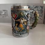 Anhuastar Military Branch Themed Stainless Steel Coffee Mug, 12 oz, Decorative 3D Relief Design 1 piece(Marine Corps)
