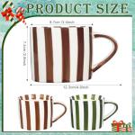 JolliKids 2 Pack Ceramic Mugs Striped Espresso Mugs 8 oz Hand Paint Coffee Cups with Handle Porcelain Coffee Mug for Christmas Valentines Day Gifts