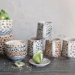 Creative Co-Op 4-Piece Stoneware Mug with Animal Print Decal, Multicolor