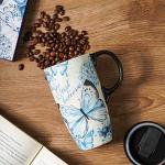 DUSVALLY Ceramic Coffee Mug Travel Cup with Lid for Car Cup Holder, Porcelain Tall Tea Cup for Latte, Cappuccino and Cocoa, Men Women Office & Home, 17 Oz, Just Believe